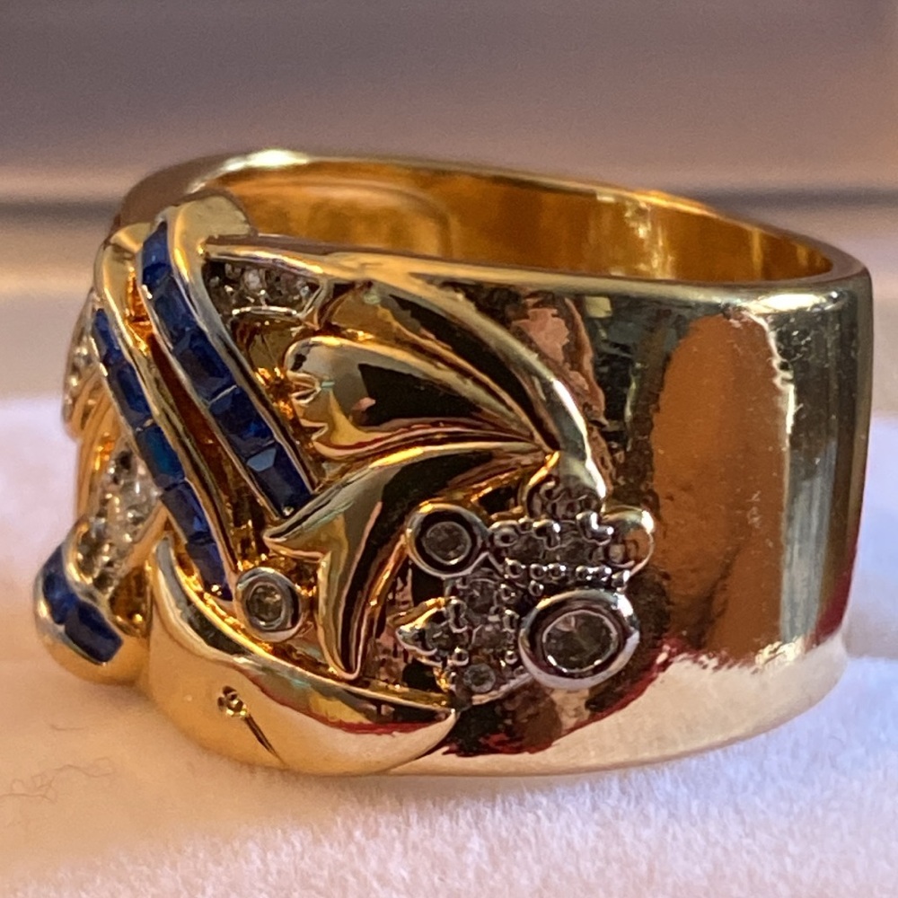 Gold and Blue Women's Ring (7) NWOT - Picture 5 of 5